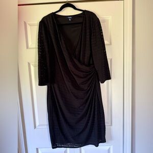 Stunning Chaps black dress. Hits just at the knee. 3/4 sleeve. Size 20w.
